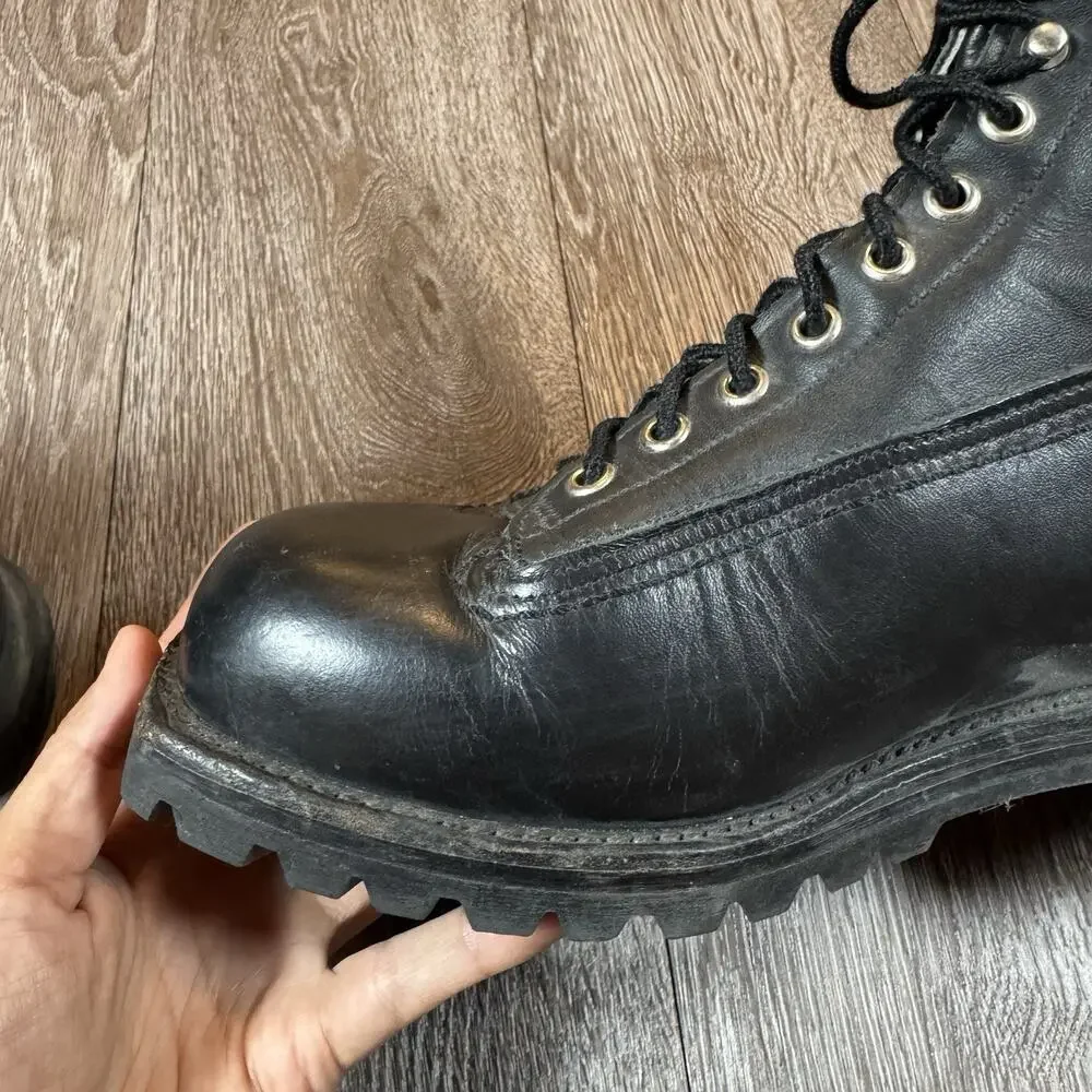 Black Leather Military Combat Boots Vibram Sole Lace Up Men’s US 8.5 D